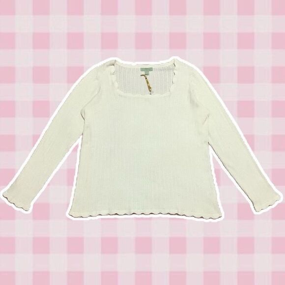 NWOT Rye Grass Cream Cottagecore Coquette Clean Girl Minimalist Blouse Size 1X - Picture 1 of 11